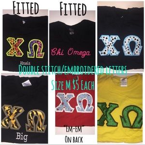 6 Chi Omega Double Stitched/Embroidered Letter Lot